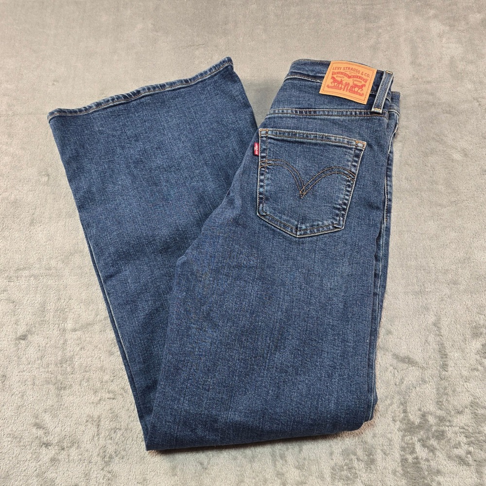 Levi's Ribcage Bell Jeans Womens 28 Blue High Rise Flare Wide Leg Boho Retro